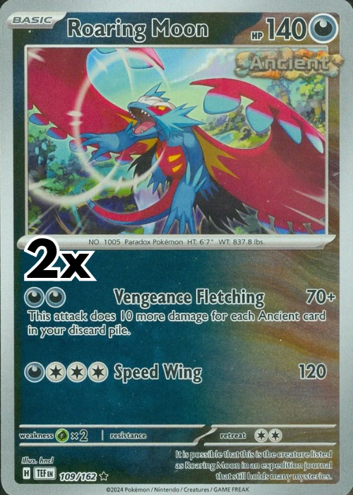 2x Roaring Moon 109/162 - Pokemon TCG S&V: Temporal Forces