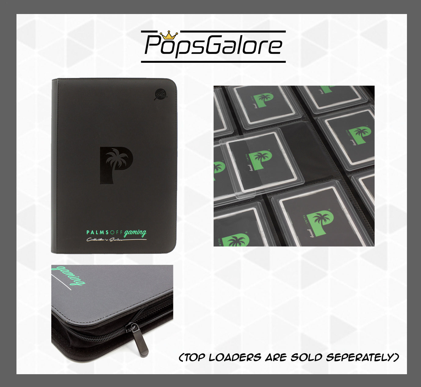 Top Loader "Clear Pockets" 9 Pocket Page Zip BLACK Binder Collectors Series - POG